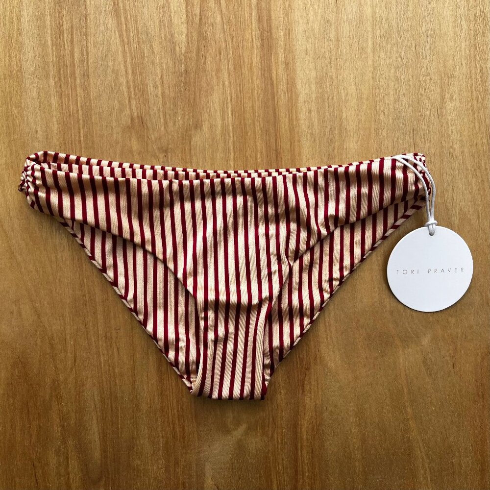 TORI PRAVER CAILA BOTTOM Women’s Striped Lined Bikini Bottoms XS NWT